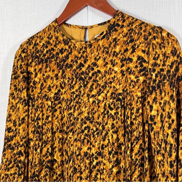 Nanette Lenpore Pleated Goldilocks‎ Print Long Sleeve Shift Dress Size 4 - Picture 4 of 11